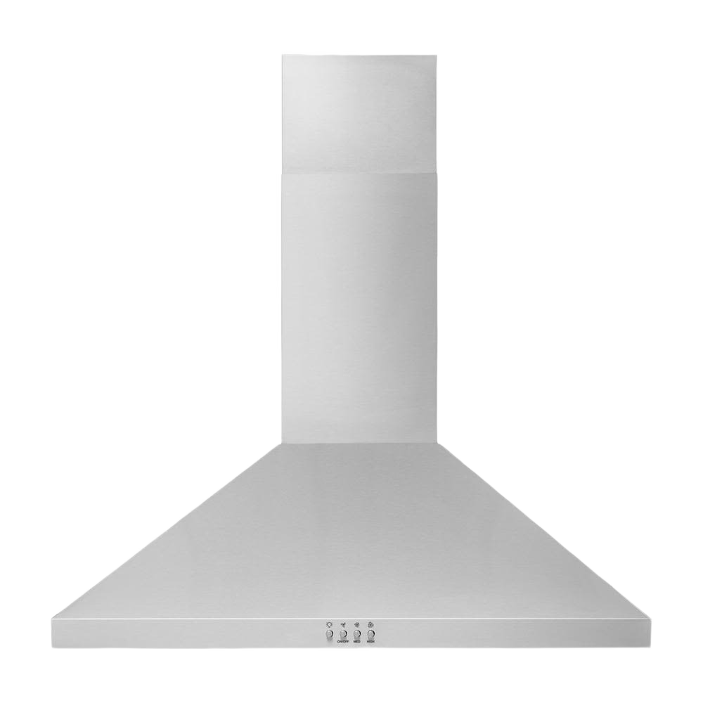 stainless steel chimney wall mount range hood with three-speed controls for kitchen ventilation from range hoods collection
