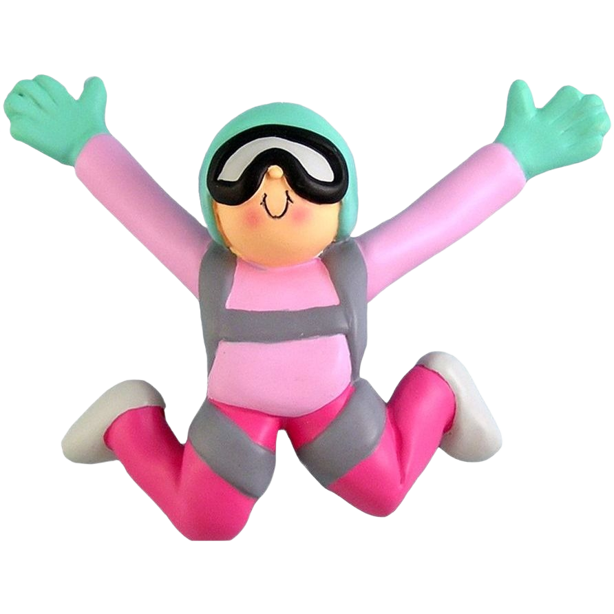 Personalized female skydiver ornament in pink and teal for Christmas Ornaments & Tree Decorations under $50 collection