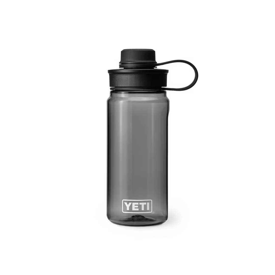 Translucent smoky gray 20 oz water bottle with black tether cap, designed for durable use in drinkware and kitchenware collections under $50.