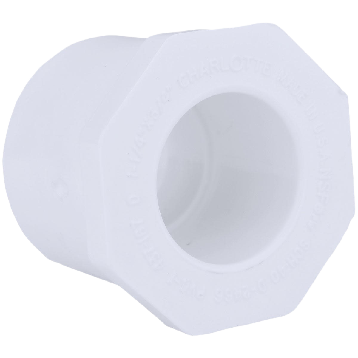 White PVC slip bushing fitting for plumbing systems in Pipes & Fittings and Home Improvement collections under $50.