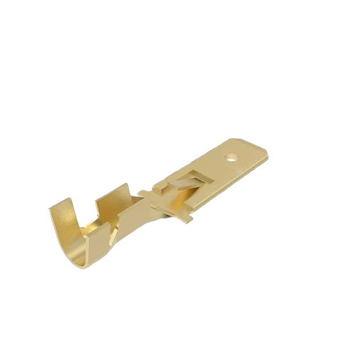 Gold-toned metal electrical connector terminal designed for secure wiring connections in tools and home improvement projects