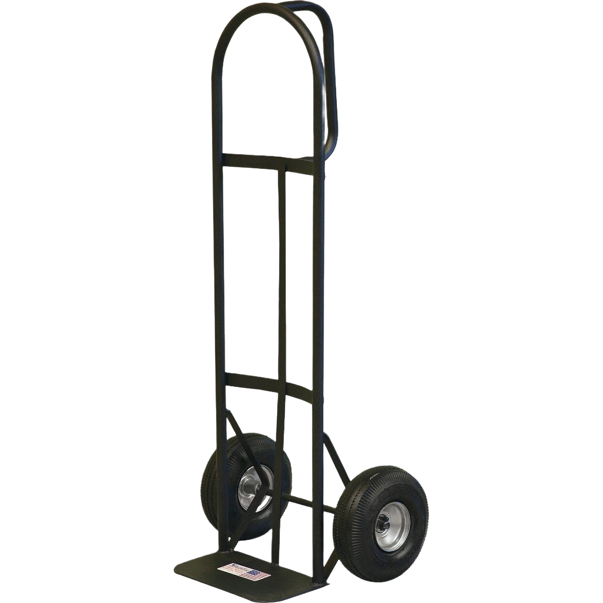 Heavy-duty hand truck with D-shaped handle and large wheels for easy transport in garden and hand tool collections under $100