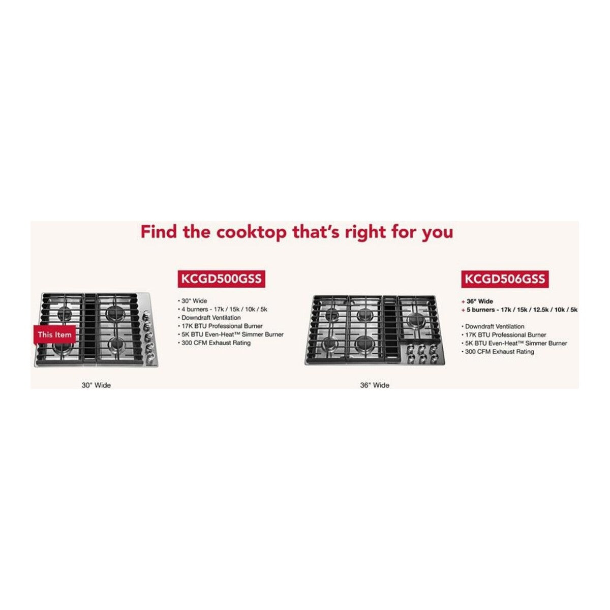 30" 4 Burner Gas Downdraft Cooktop