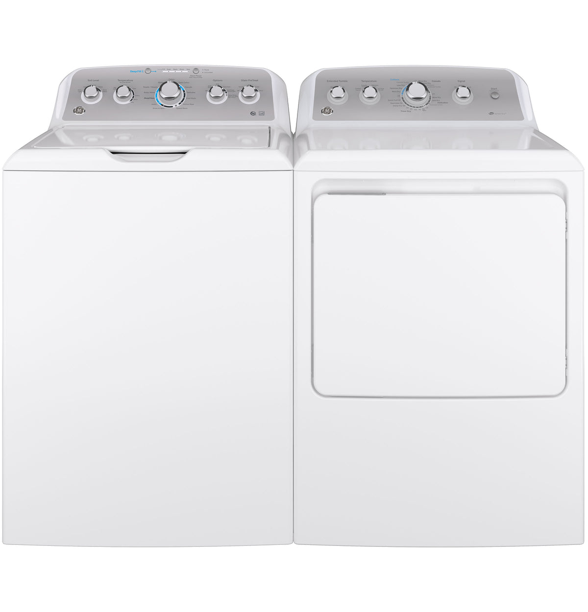 White top-load washing machine paired with front-load electric dryer in home appliances and washers & dryers collection