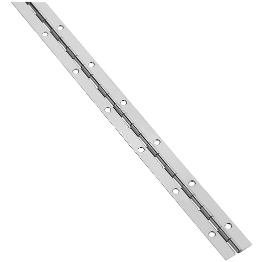 Nickel-finish steel continuous hinge with multiple screw holes for durable home improvement applications