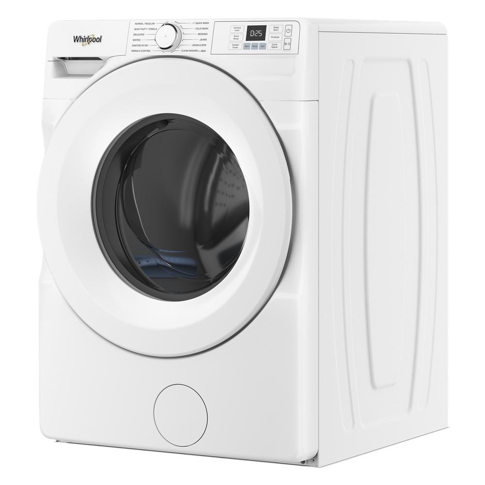 White front load washer with digital controls and multiple cycle options in front load washers collection