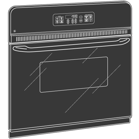 Outline illustration of electric single wall oven with digital controls from kitchen and kitchenware appliances collection