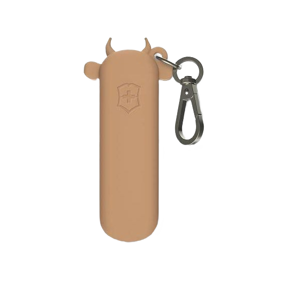 Wet sand colored silicone case with cow ears and keyring clip for multi-tool protection and easy carrying