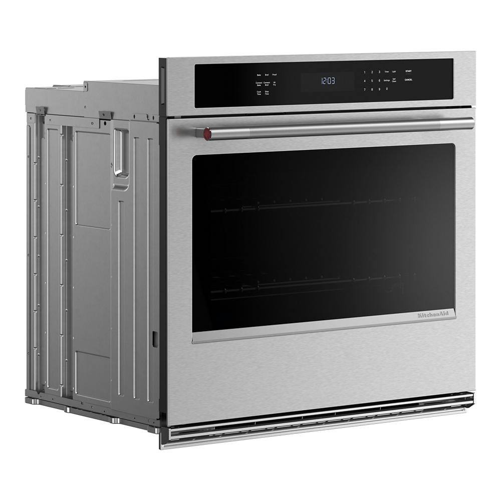 30-inch stainless steel electric single wall oven with digital display and touch controls in KitchenAid appliances collection