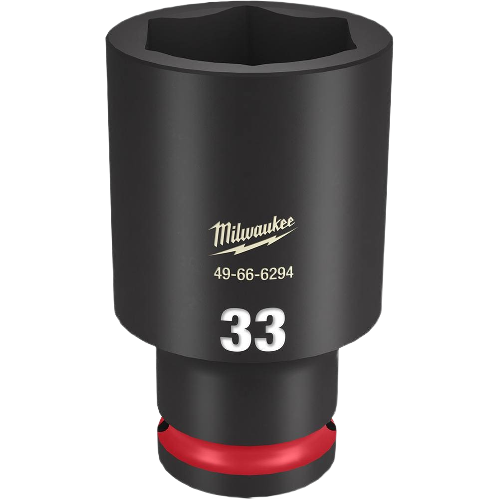 33-mm deep 6 point impact socket in black forged steel, part of Milwaukee hand tools and home improvement collections