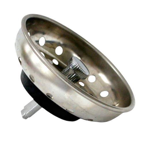 Chrome-finished basket strainer with removal pin for plumbing repairs and sink drain protection under $50 collections