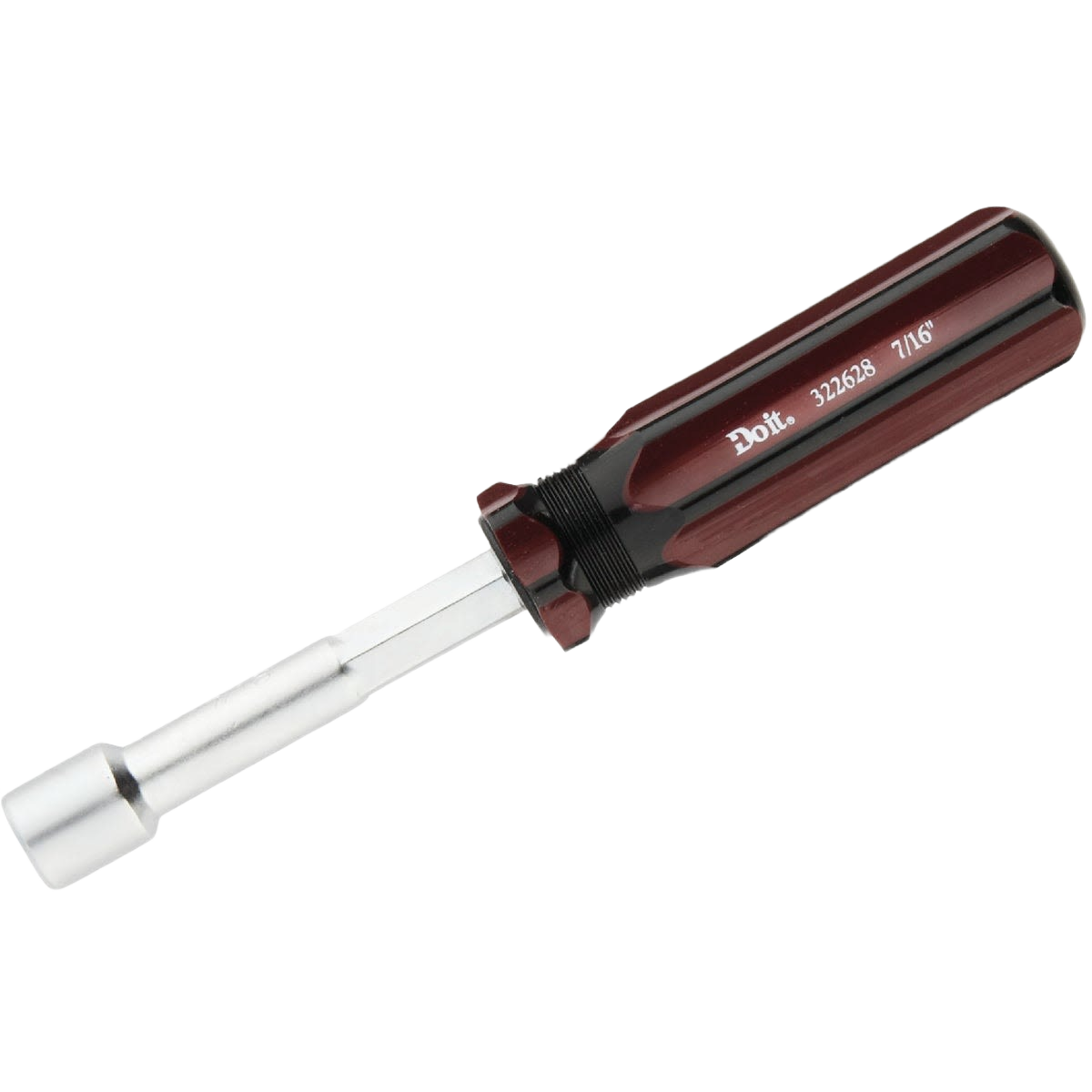 Nut driver with chrome-plated shaft and burgundy handle suitable for power tools and home improvement tasks under $50 collections