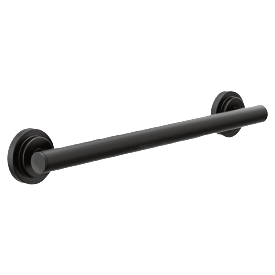 Matte black 18-inch bathroom grab bar with minimalist design for safety and accessibility in home improvement projects
