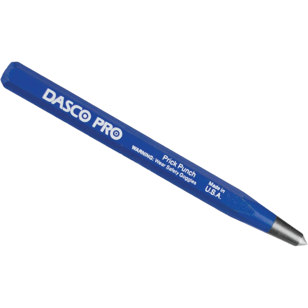 Blue steel prick punch tool with pointed tip for precise marking in tools and home improvement tasks