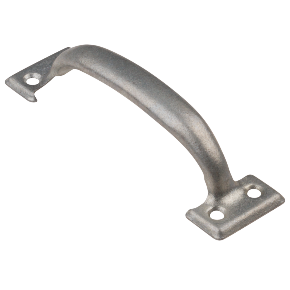 Galvanized steel utility door pull with mounting holes for furniture and cabinet hardware in home improvement tools
