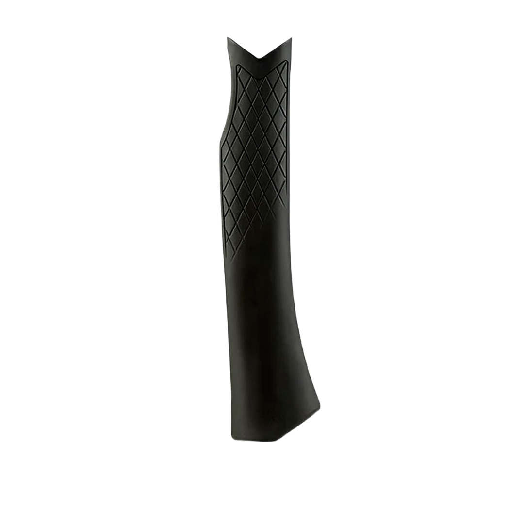 Black replacement grip with diamond texture, designed for easy installation on woodworking tools and home improvement projects