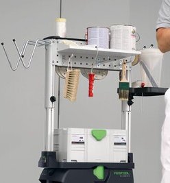 Adjustable workcenter with storage compartments and tool holders for efficient organization in tools and home improvement tasks
