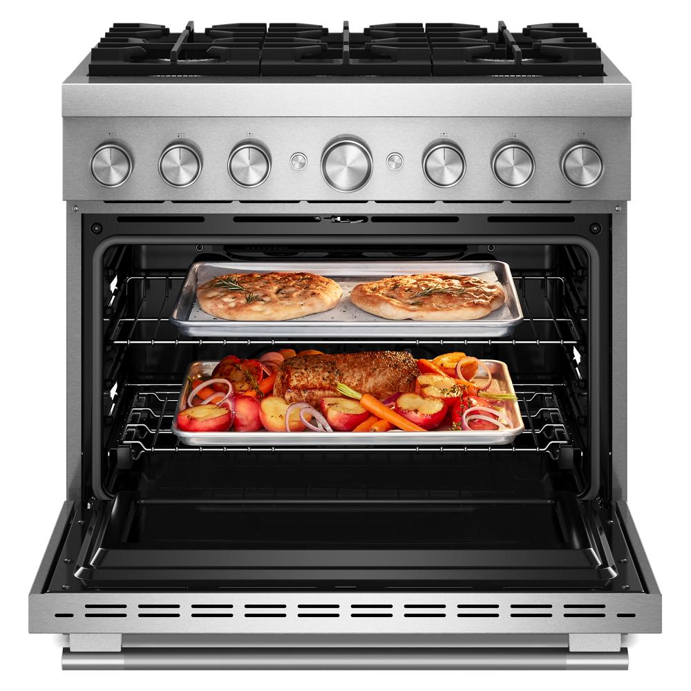 36-Inch 6 Burner Commercial-Style Dual Fuel Range with No Preheat Air Fry Mode