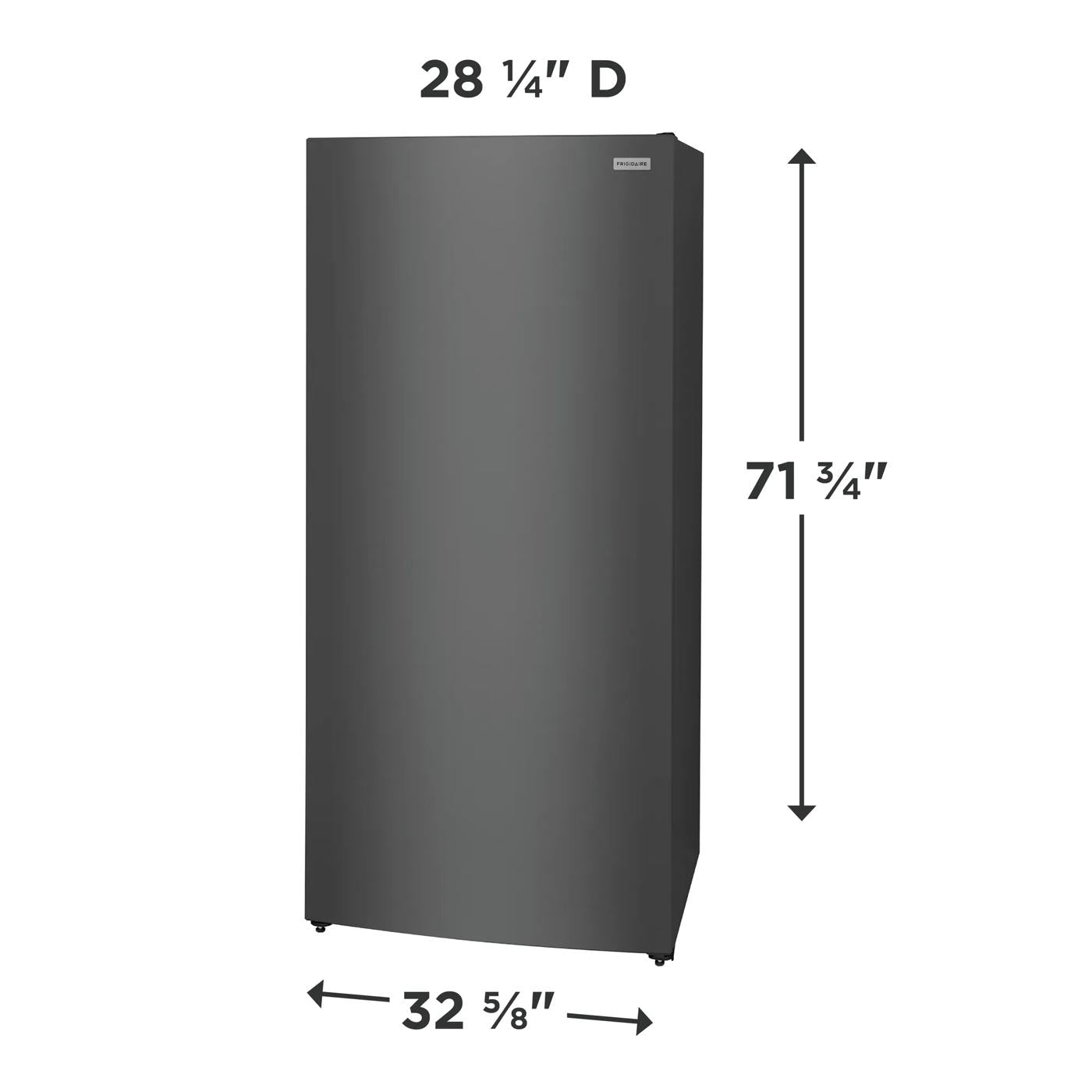 Tall dark gray upright freezer with clean lines and compact depth, part of kitchen and appliance collections