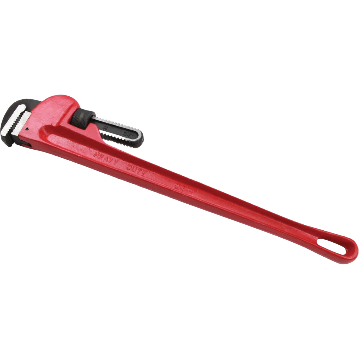 Heavy-duty red pipe wrench with adjustable jaw and durable steel construction for tools and home improvement use