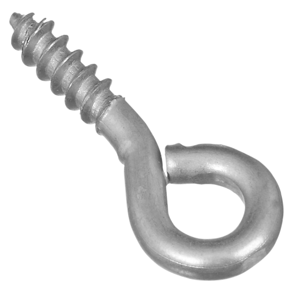 Zinc small screw eye with threaded tip for wood fastening, part of hardware, hooks & eyes, and fasteners collections