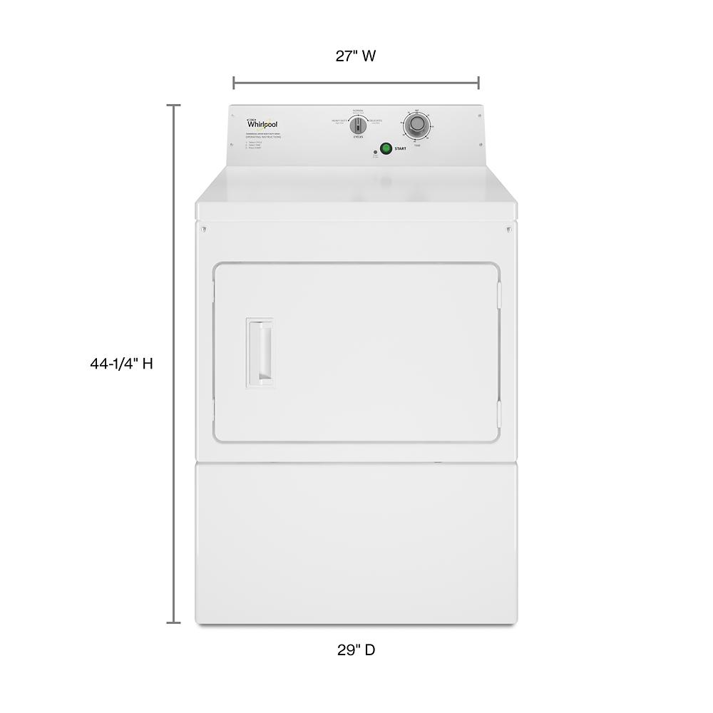 White commercial electric dryer with top control panel and door handle for tools and home improvement use
