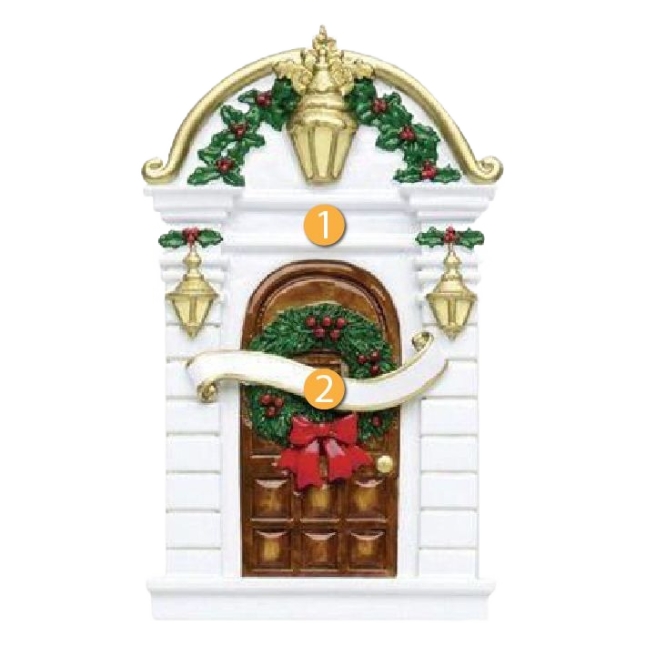 Christmas door ornament with holly, wreath, red bow, and lanterns from Christmas Ornaments & Tree Decorations collection under $50
