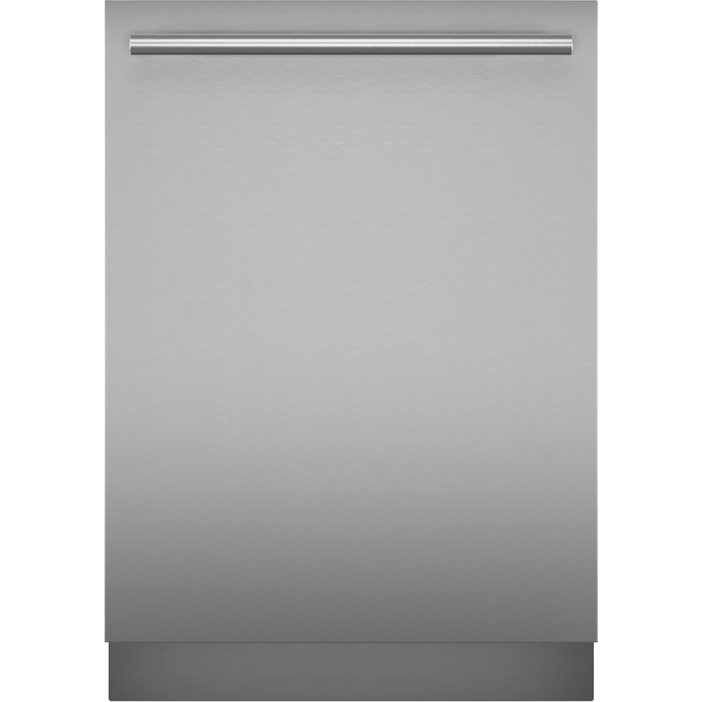 Stainless steel dishwasher with sleek handle and minimalist front from kitchen appliances and dishwashers collection.