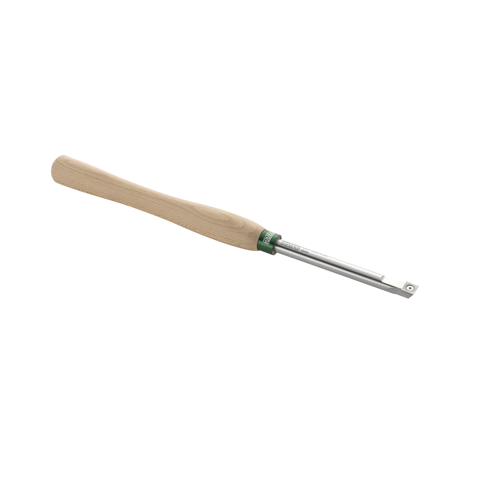 Woodturning tool with carbide tip and natural wood handle designed for precision in woodworking tools collection.
