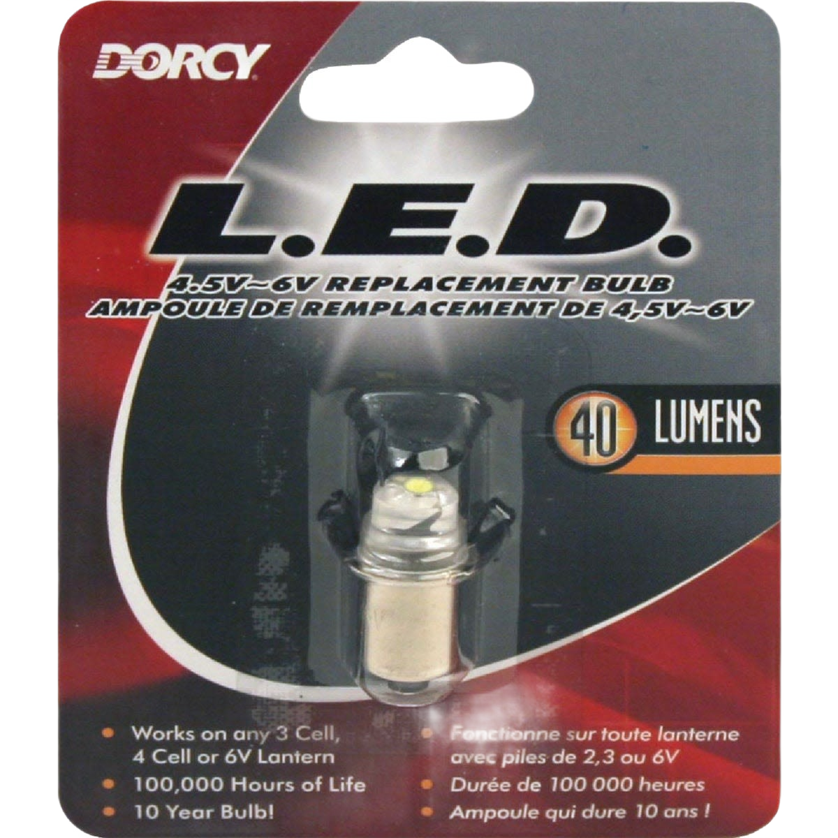 Dorcy 3V LED replacement bulb for flashlights, durable with 40 lumens brightness in hand tools and home improvement