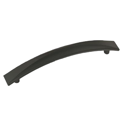 Matte black cabinet pull with 5-1/16 inch center-to-center spacing, modern design for furniture hardware under $50