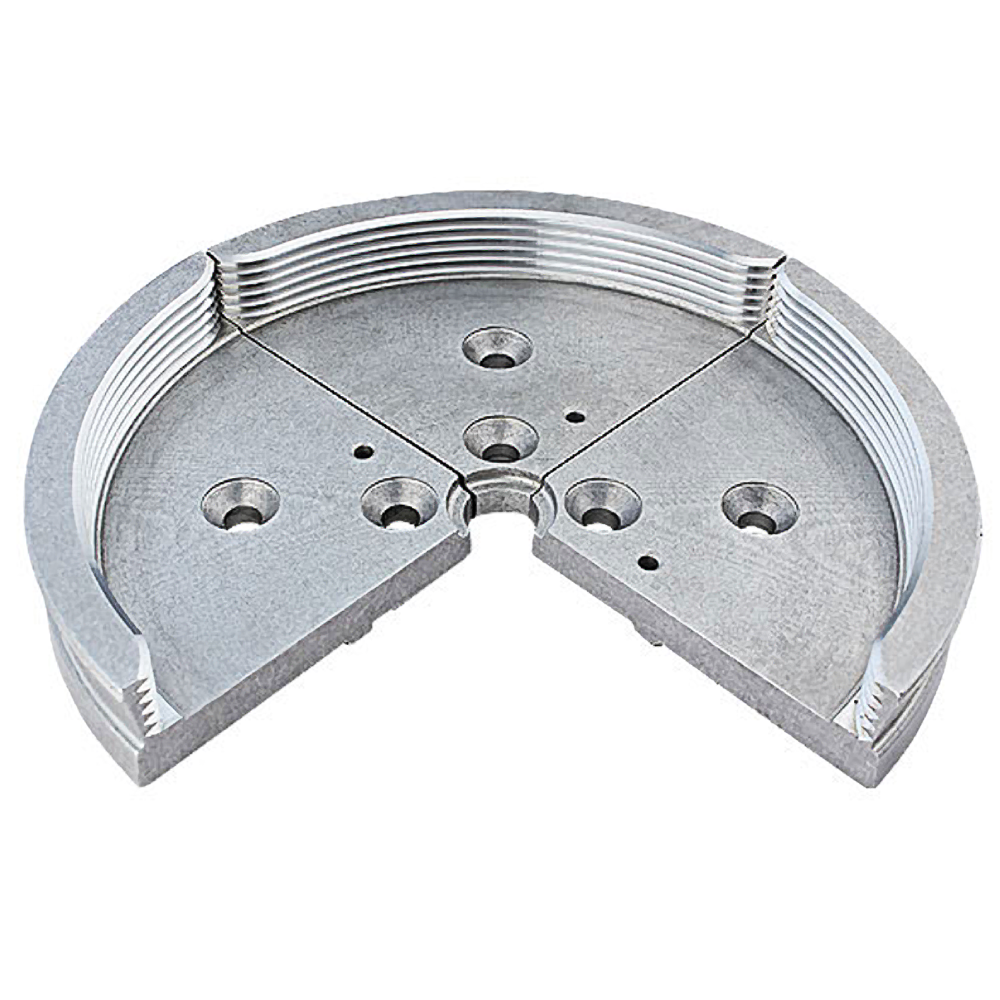 Profiled aluminum segmented jaws for wood lathe chucks used in various home improvement and tool applications