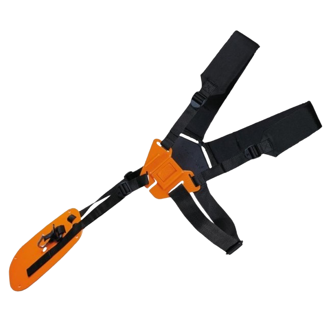 Black and orange shoulder harness with padded straps for comfort in power tool accessories and home improvement collections