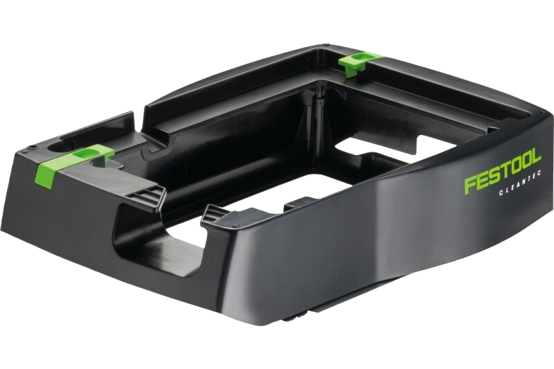 Black and green compact hose garage accessory for dust extractors, designed to organize and store hose components efficiently