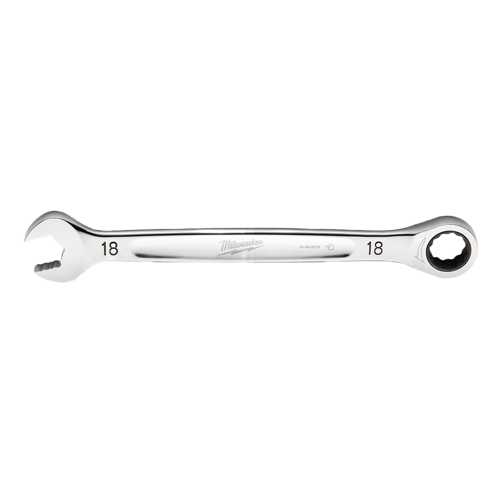 Chrome-finished 18-mm ratcheting combination wrench for hand tool and woodworking projects under $50
