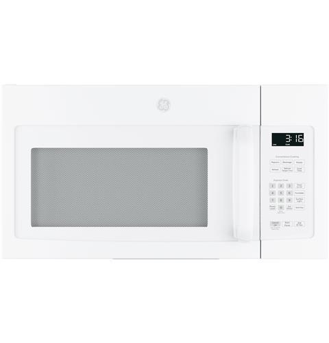 White over-the-range microwave oven with digital control panel and recirculating venting for kitchen appliance collections