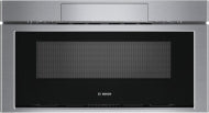 Built-in stainless steel drawer microwave with black glass front from Bosch kitchen appliances collection