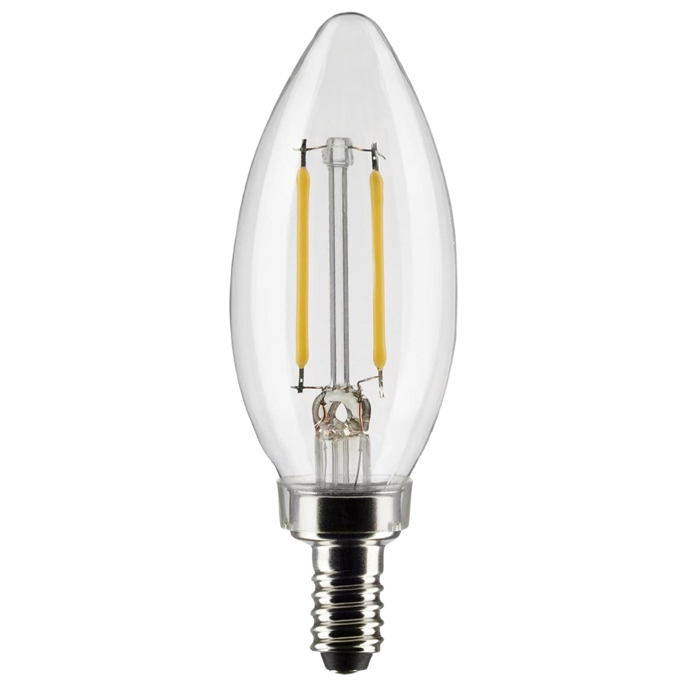 Clear B11 LED bulb with candelabra base ideal for energy-efficient lighting in home improvement and electrical projects