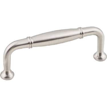 Satin nickel bar handle pull with decorative ridges for cabinets and furniture in home improvement projects