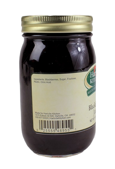Jar of Hartville Kitchen blackberry jam with ingredients and contact info in Jams & Jellies and Food & Beverage collections under $50