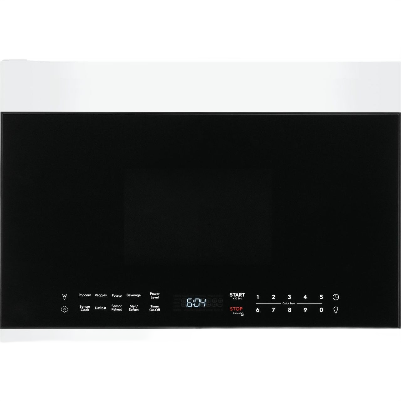 White over-the-range microwave with LED light, digital clock, and touch control panel from Over the Range Microwaves collection