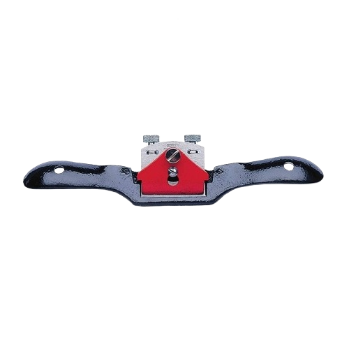 Flat base spokeshave with cast iron handles and adjustable blade for woodworking and home improvement tasks