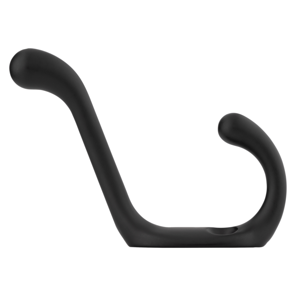 Matte black heavy duty coat hook with curved dual prongs for door and window accessories in home improvement collections under $50