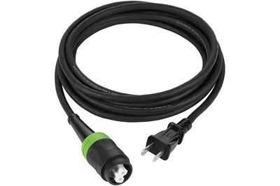 Power cord with black and green connector for woodworking tools and home improvement equipment use