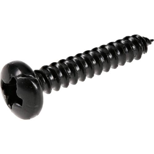 Black Phillips head wood screw with coarse threading for hardware and home improvement projects