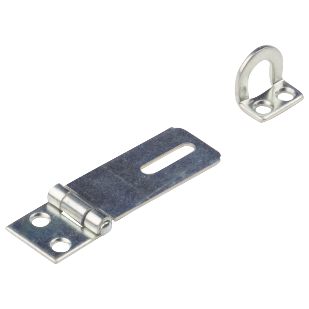 Zinc plated safety hasp with brass pin for secure door and gate protection in home improvement projects under $50