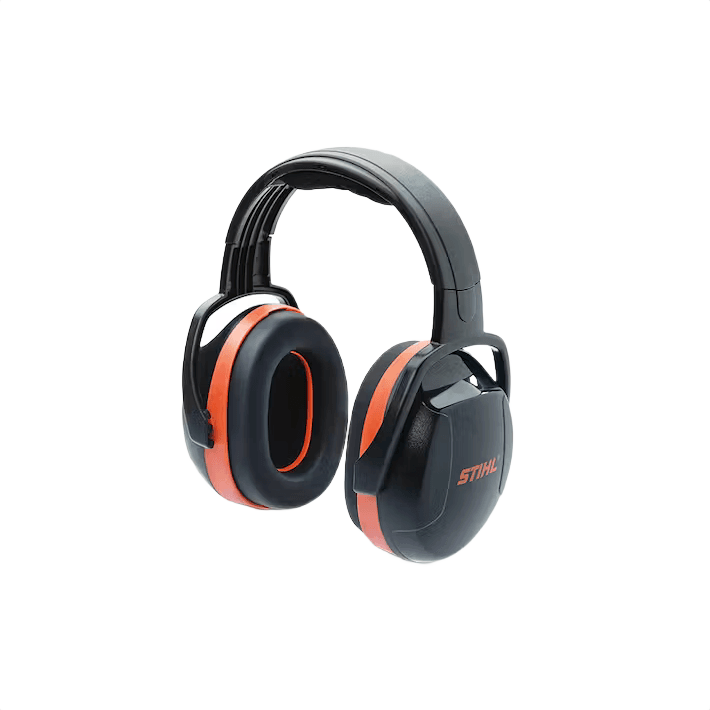 Black and orange dynamic hearing protectors with padded headband for medium to high noise environments in safety equipment under $100