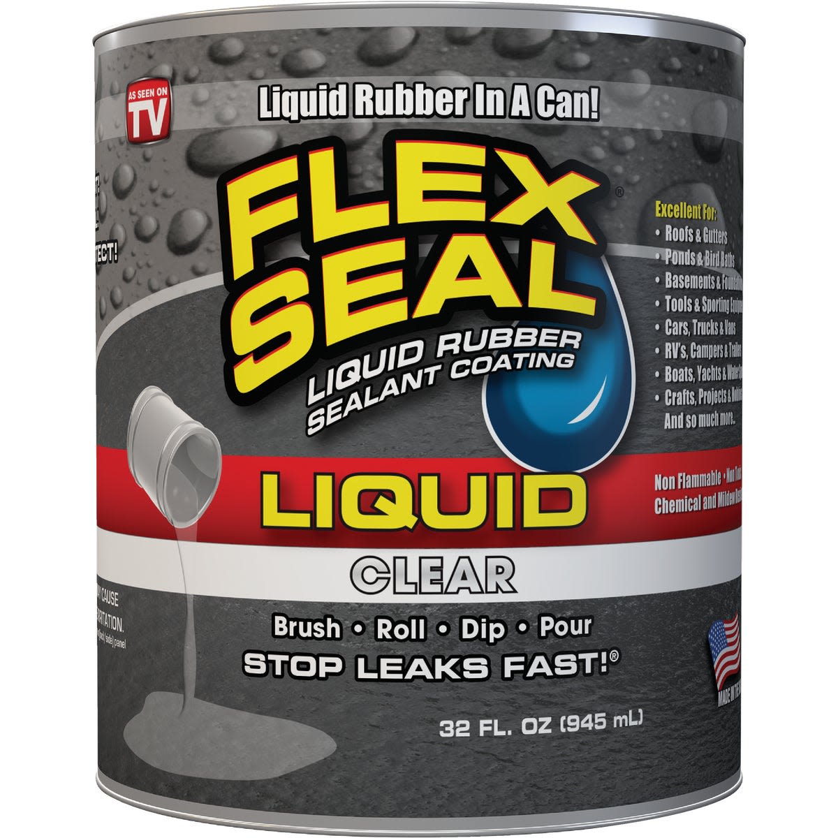 Can of clear liquid rubber sealant for home improvement and sealing projects in stains and sealers collection