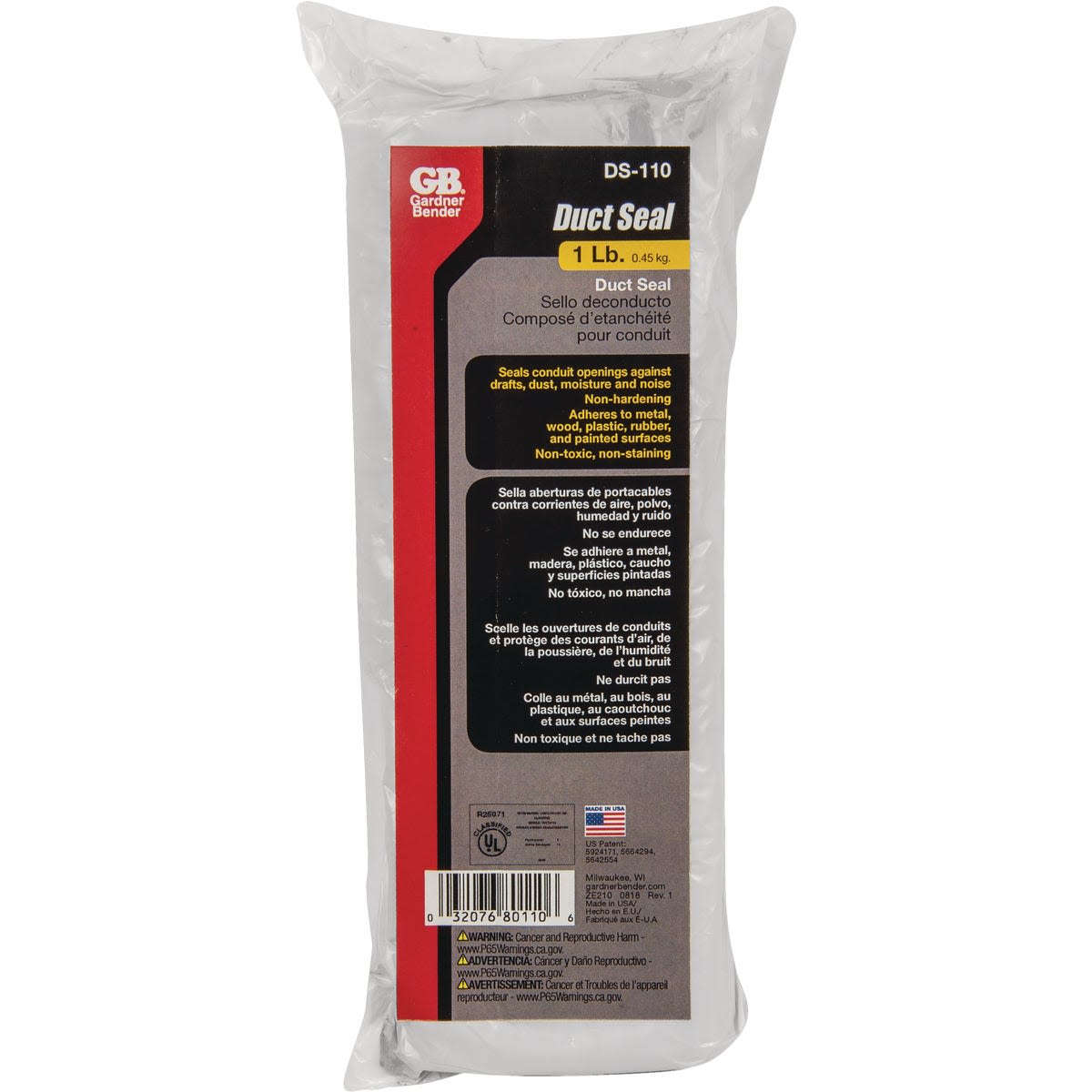 Gray Gardner Bender duct seal mastic for sealing irregular openings in electrical tools and home improvement collections