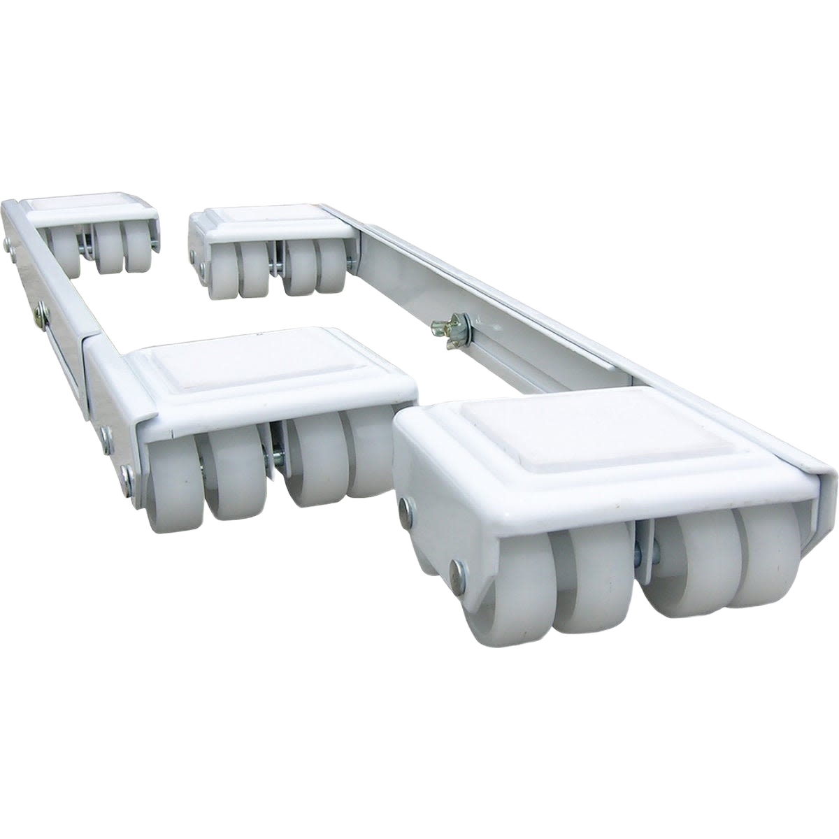 Steel appliance roller with durable frame and white wheels, designed for heavy loads in furniture hardware and home improvement collections